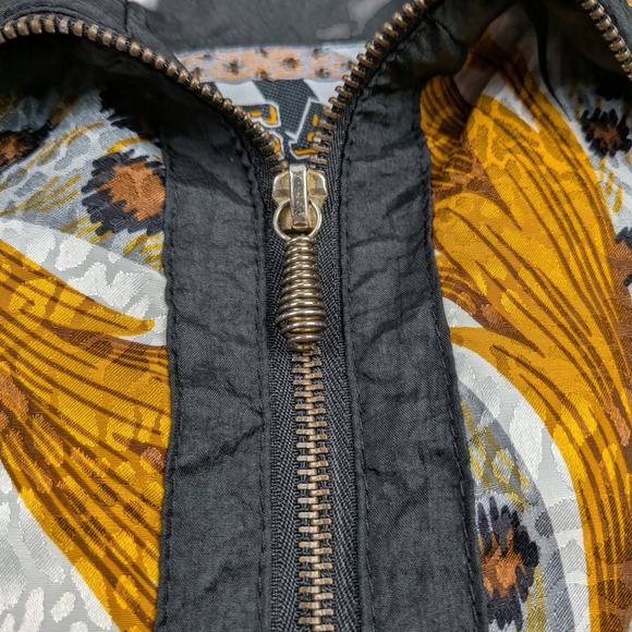 Vintage East West Windbreaker Jacket Women Medium Black Gold Versace Style 90s - Picture 3 of 8